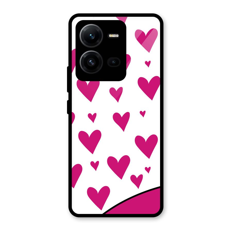 Romantic Couples with Hearts Glass Back Case for Vivo V25