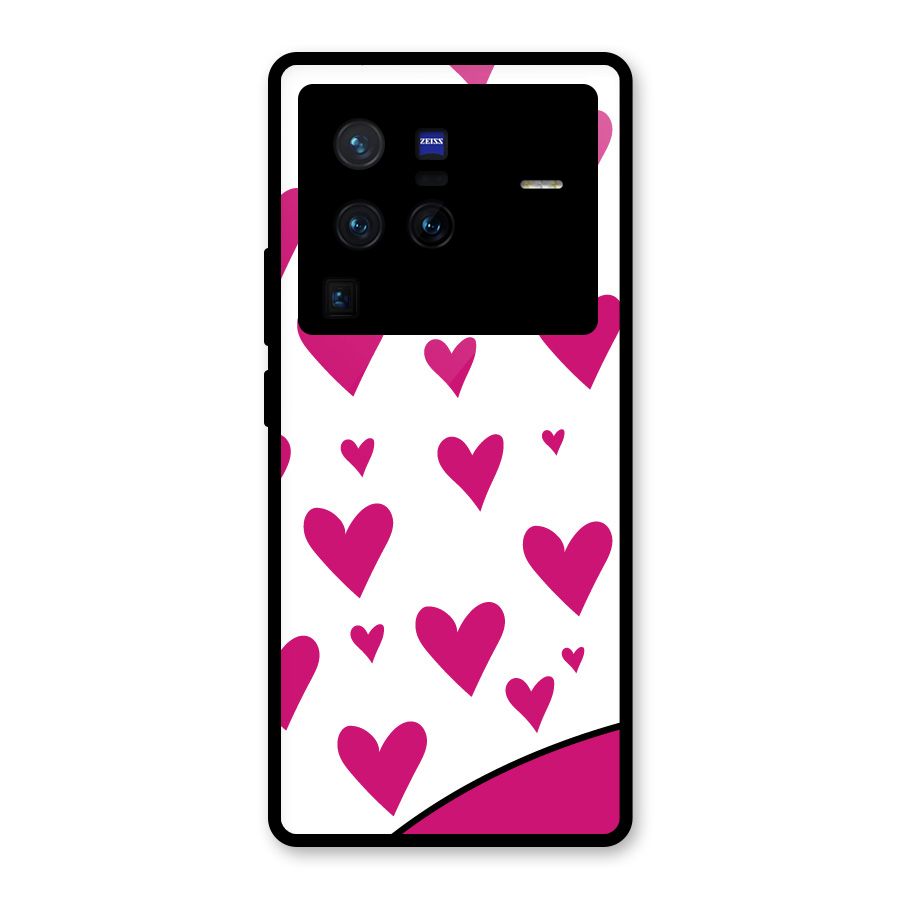 Romantic Couples with Hearts Glass Back Case for Vivo X80 Pro