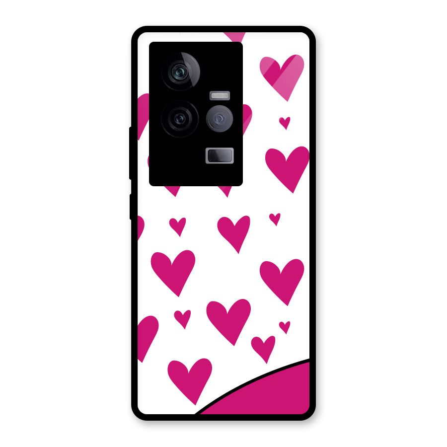 Romantic Couples with Hearts Glass Back Case for Vivo iQOO 11 5G