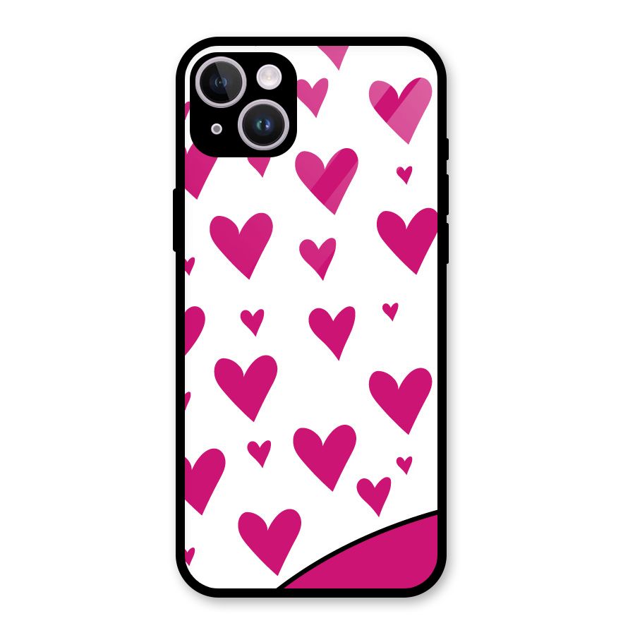 Romantic Couples with Hearts Glass Back Case for iPhone 14 Plus