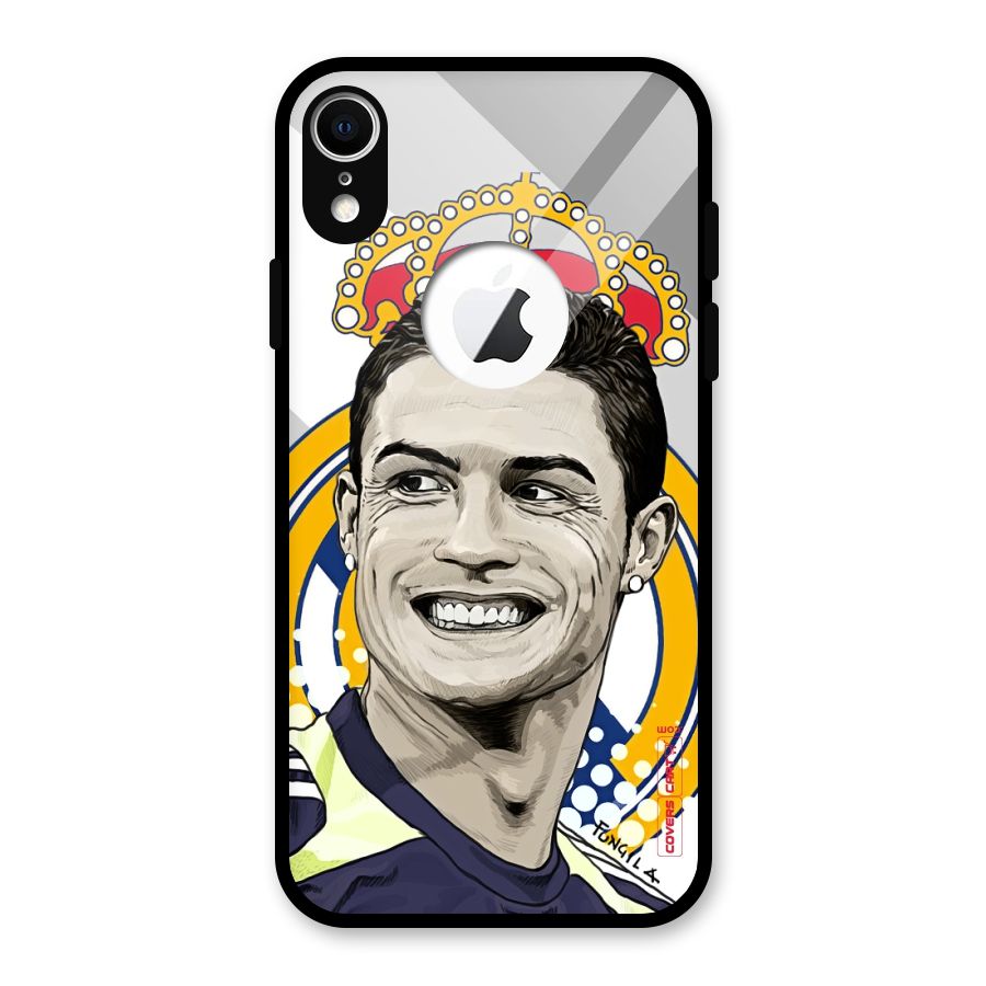 Ronaldo Madrid King Glass Back Case for iPhone XR Logo Cut