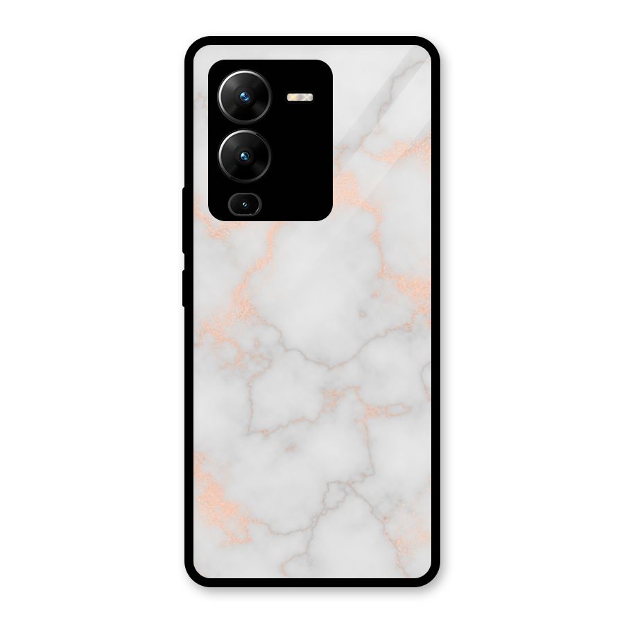RoseGold Marble Glass Back Case for Vivo V25 Pro