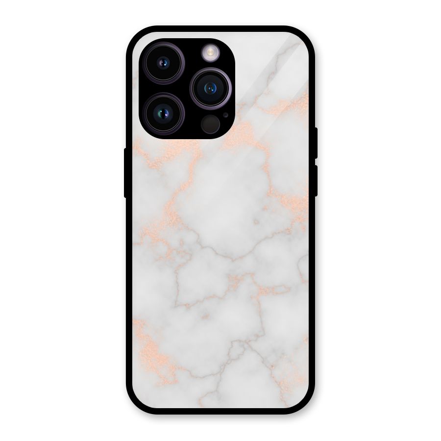 RoseGold Marble Glass Back Case for iPhone 14 Pro