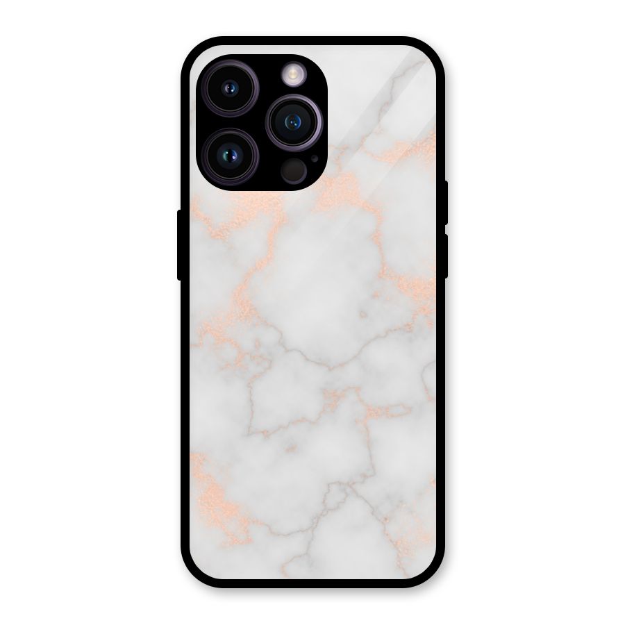 RoseGold Marble Glass Back Case for iPhone 14 Pro Max