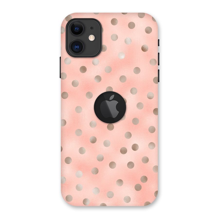 RoseGold Polka Dots Back Case for iPhone 11 Logo Cut