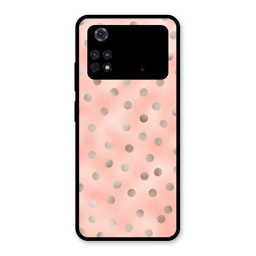 RoseGold Polka Dots Glass Back Case for Poco M4 Pro 4G