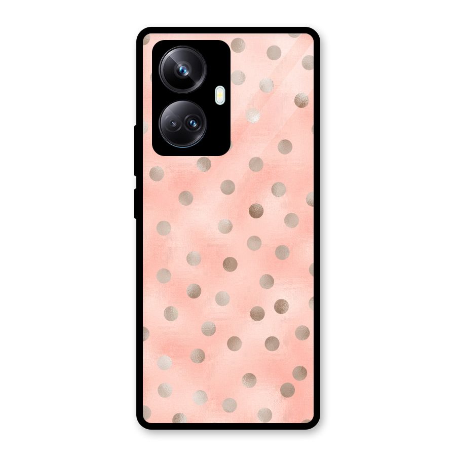 RoseGold Polka Dots Glass Back Case for Realme 10 Pro Plus
