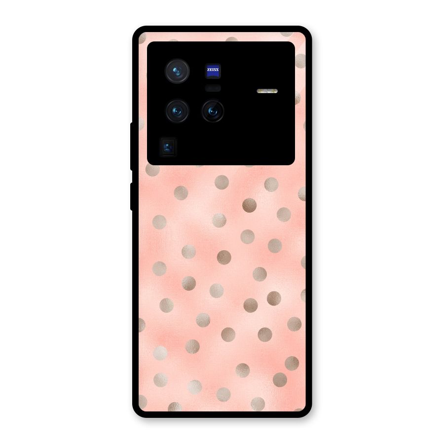 RoseGold Polka Dots Glass Back Case for Vivo X80 Pro