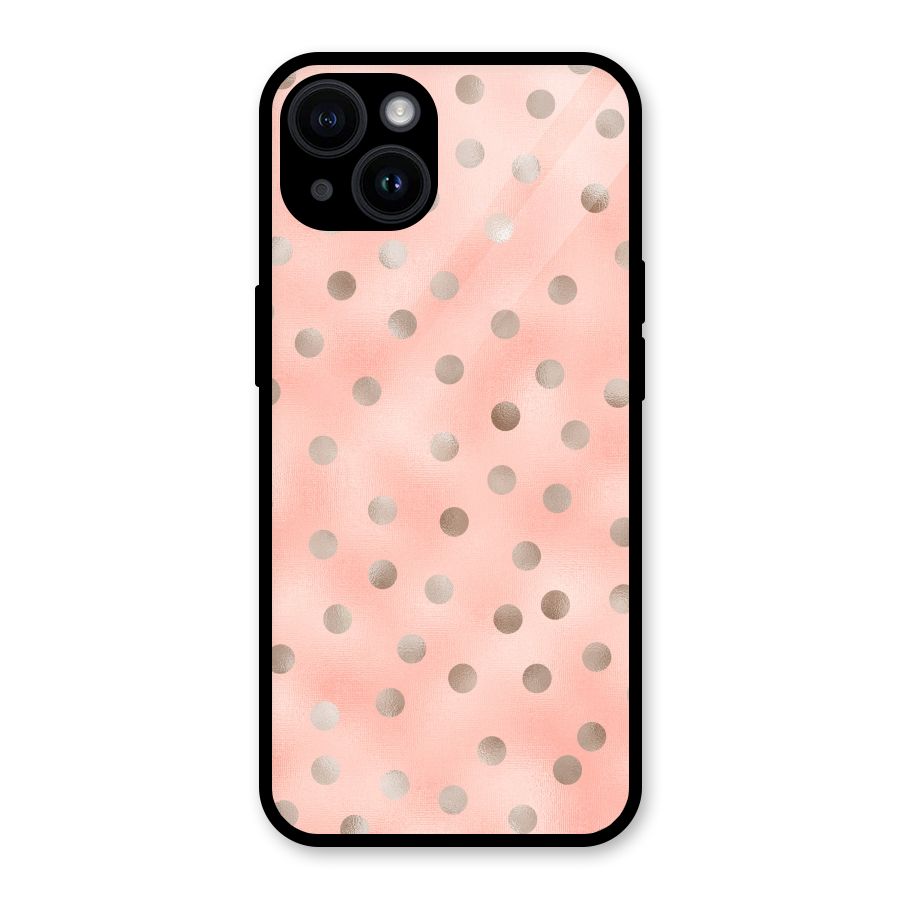 RoseGold Polka Dots Glass Back Case for iPhone 14