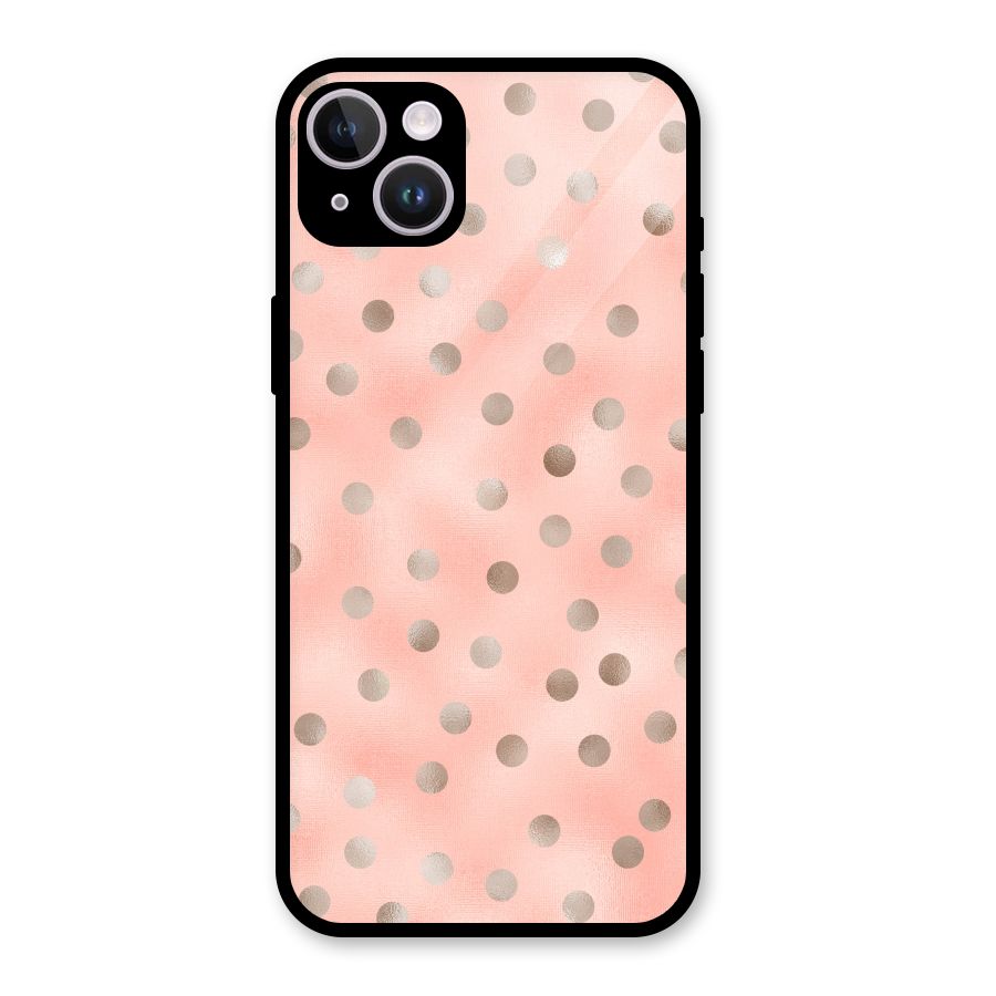 RoseGold Polka Dots Glass Back Case for iPhone 14 Plus
