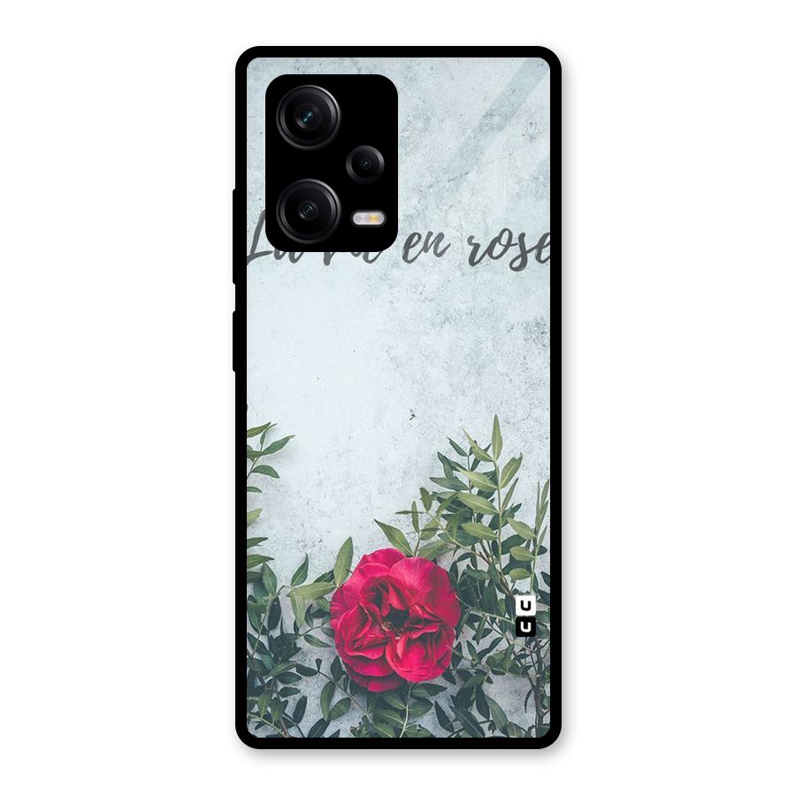 Rose Life Glass Back Case for Redmi Note 12 Pro