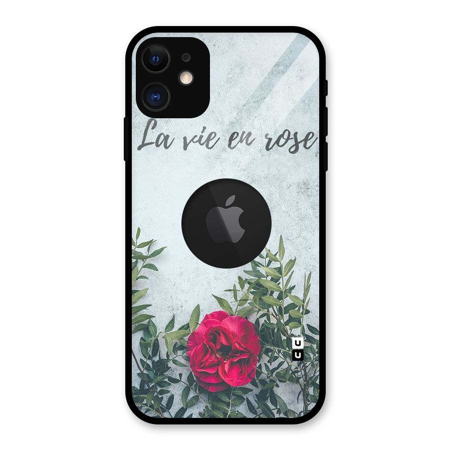 Rose Life Glass Back Case for iPhone 11 Logo Cut