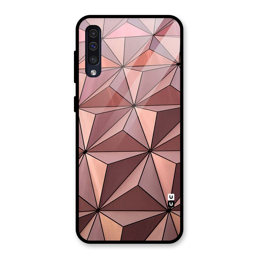 Rosegold Abstract Shapes Glass Back Case for Galaxy A50