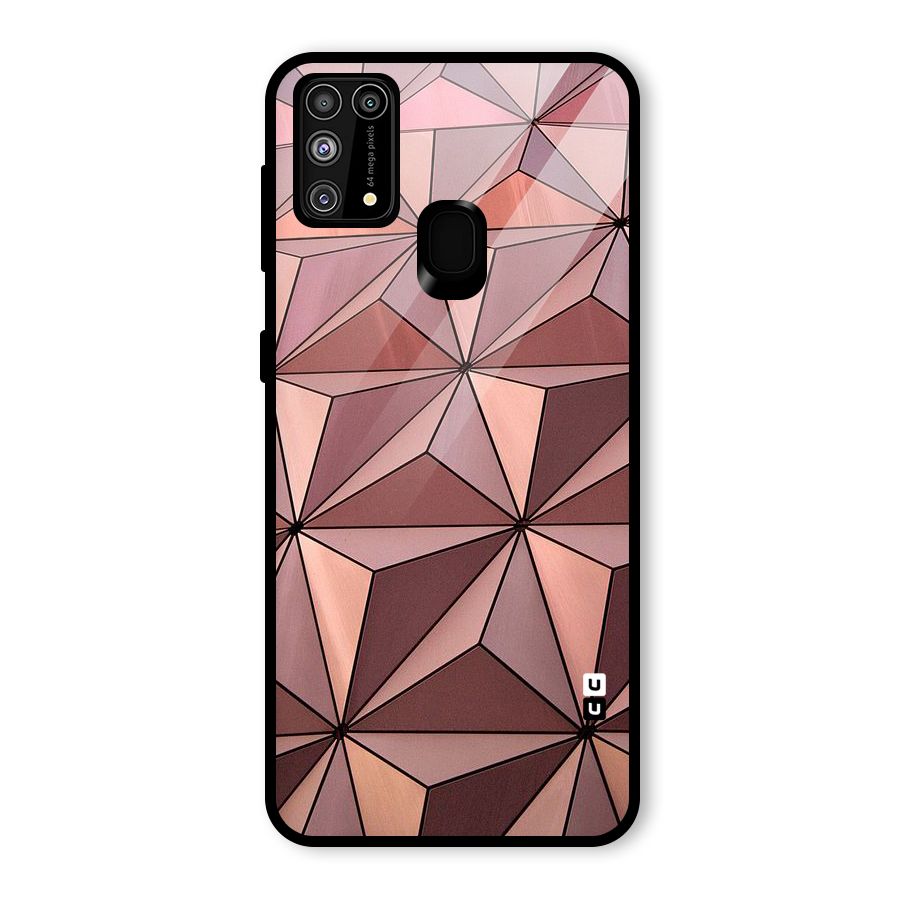 Rosegold Abstract Shapes Glass Back Case for Galaxy M31
