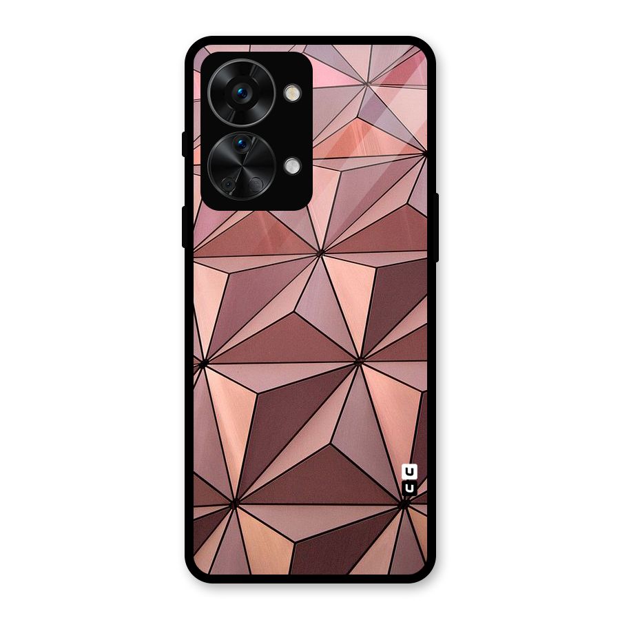 Rosegold Abstract Shapes Glass Back Case for OnePlus Nord 2T