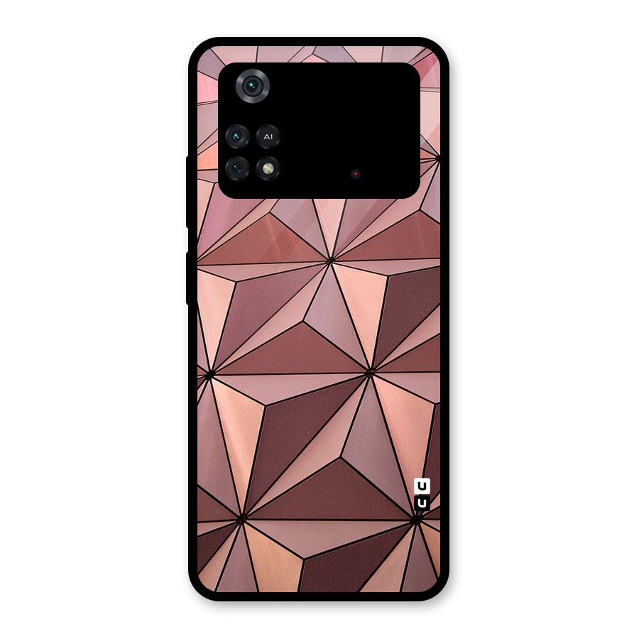 Rosegold Abstract Shapes Glass Back Case for Poco M4 Pro 4G