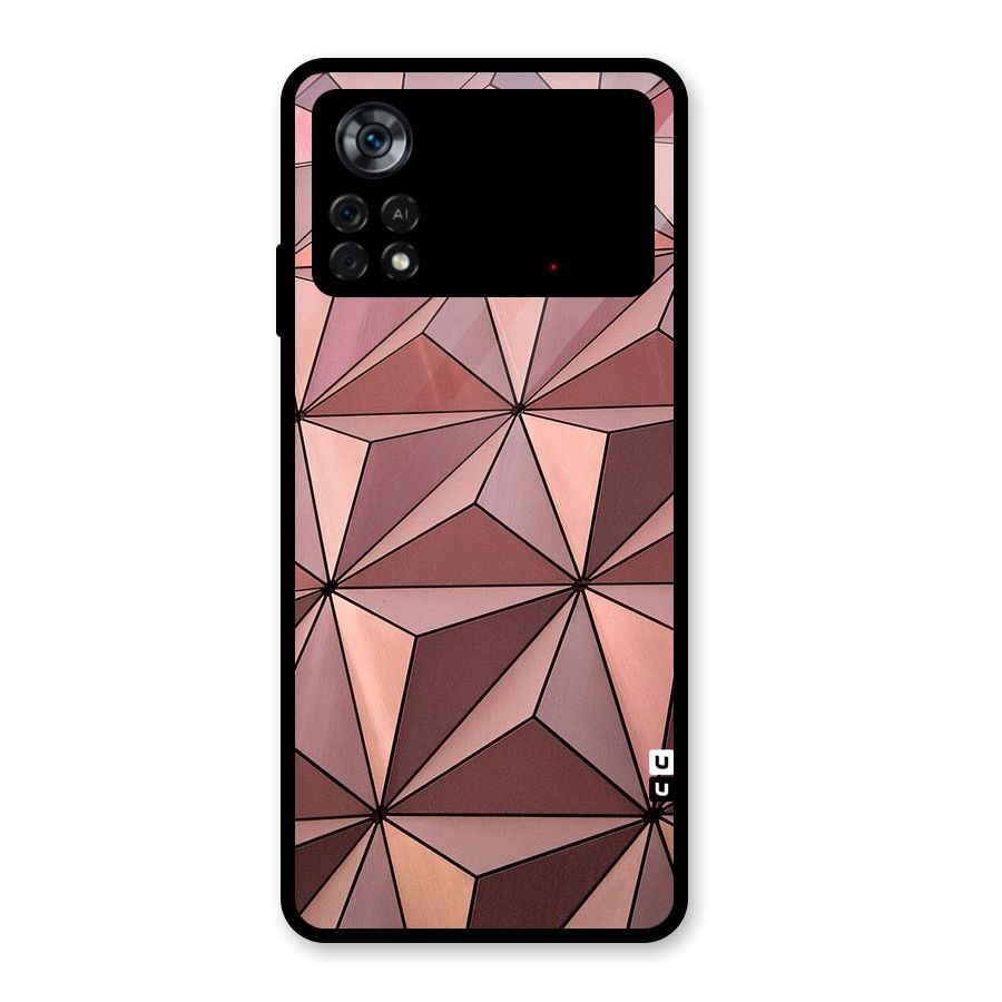 Rosegold Abstract Shapes Glass Back Case for Poco X4 Pro 5G