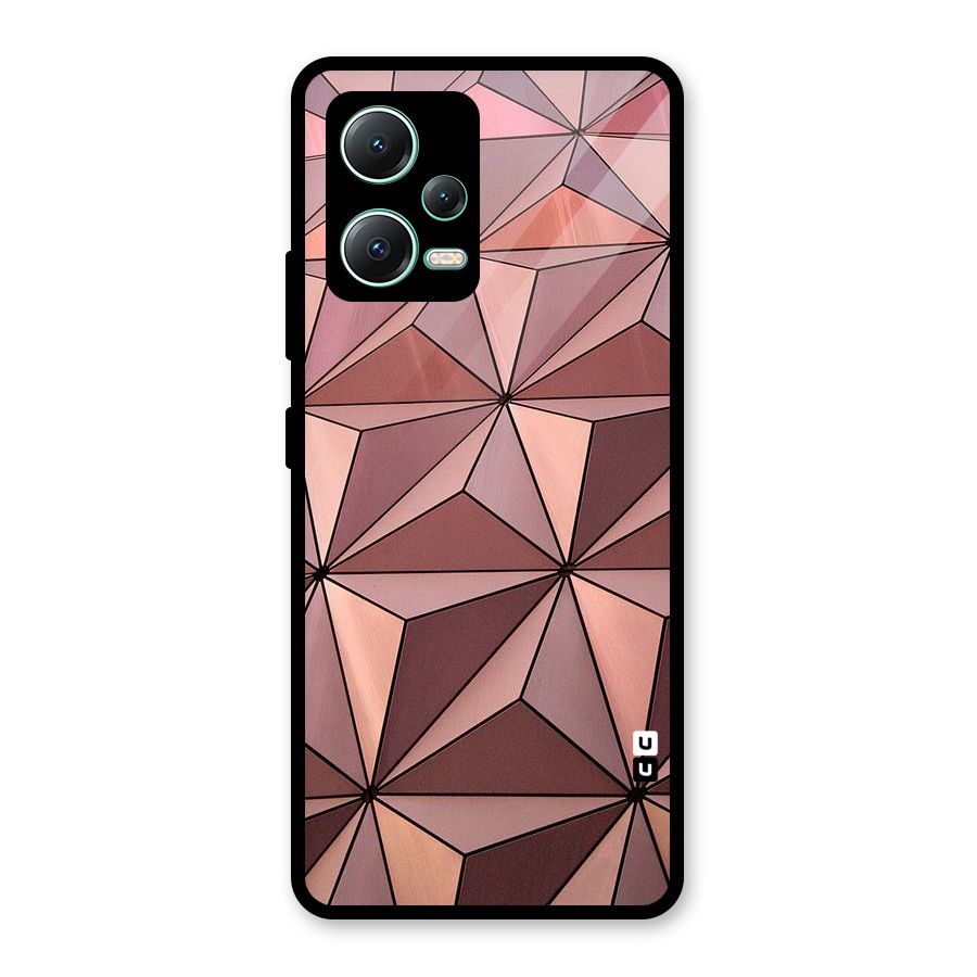 Rosegold Abstract Shapes Glass Back Case for Redmi Note 12 5G