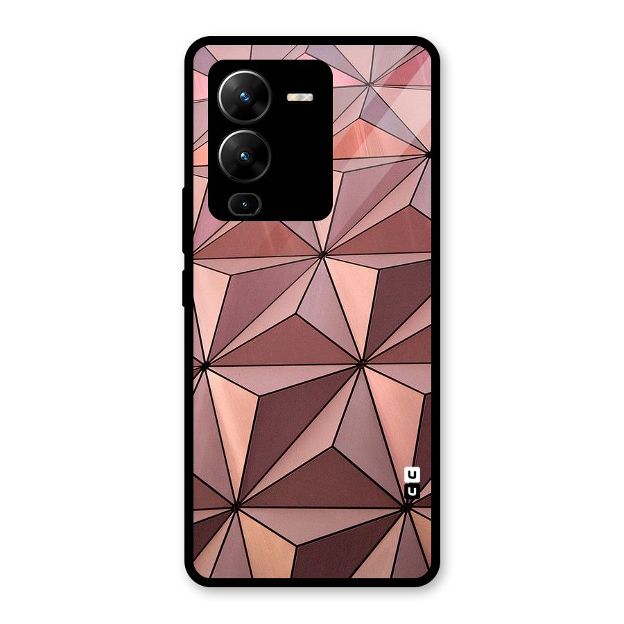 Rosegold Abstract Shapes Glass Back Case for Vivo V25 Pro
