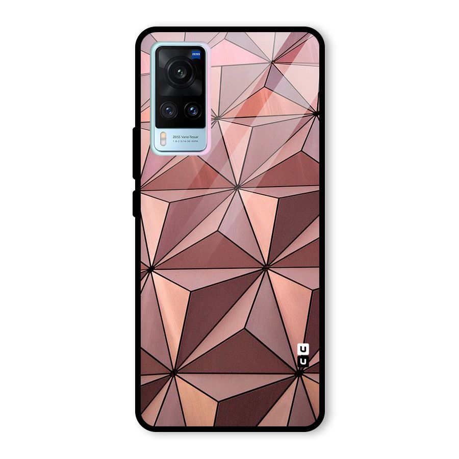 Rosegold Abstract Shapes Glass Back Case for Vivo X60