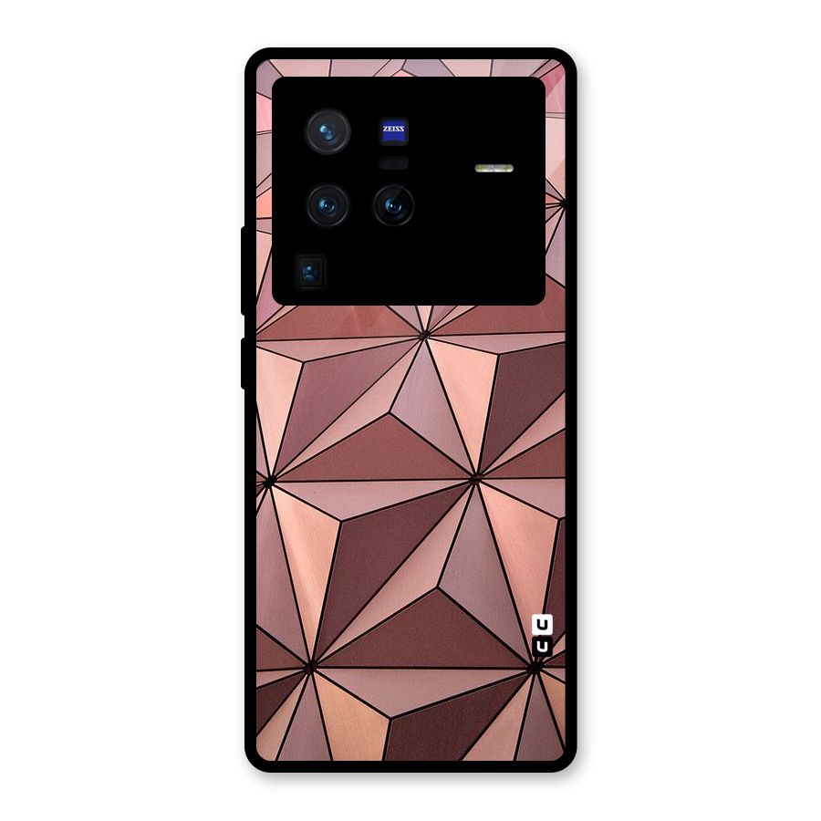 Rosegold Abstract Shapes Glass Back Case for Vivo X80 Pro