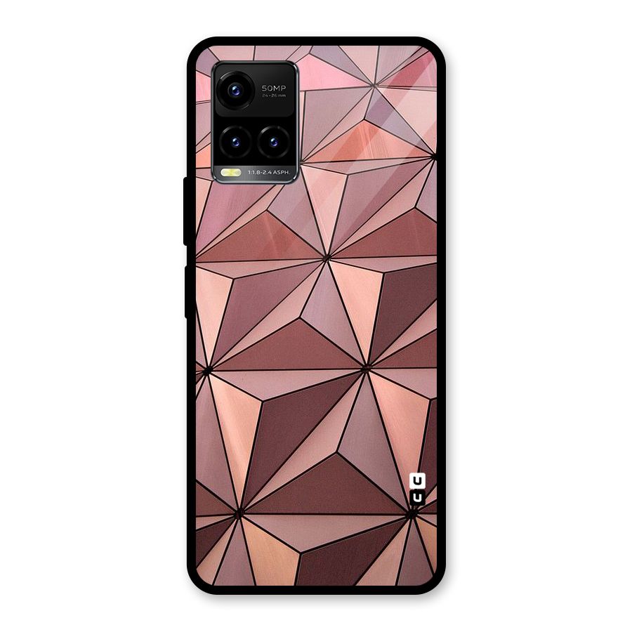 Rosegold Abstract Shapes Glass Back Case for Vivo Y21A