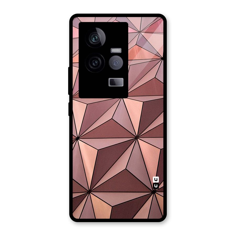 Rosegold Abstract Shapes Glass Back Case for Vivo iQOO 11 5G