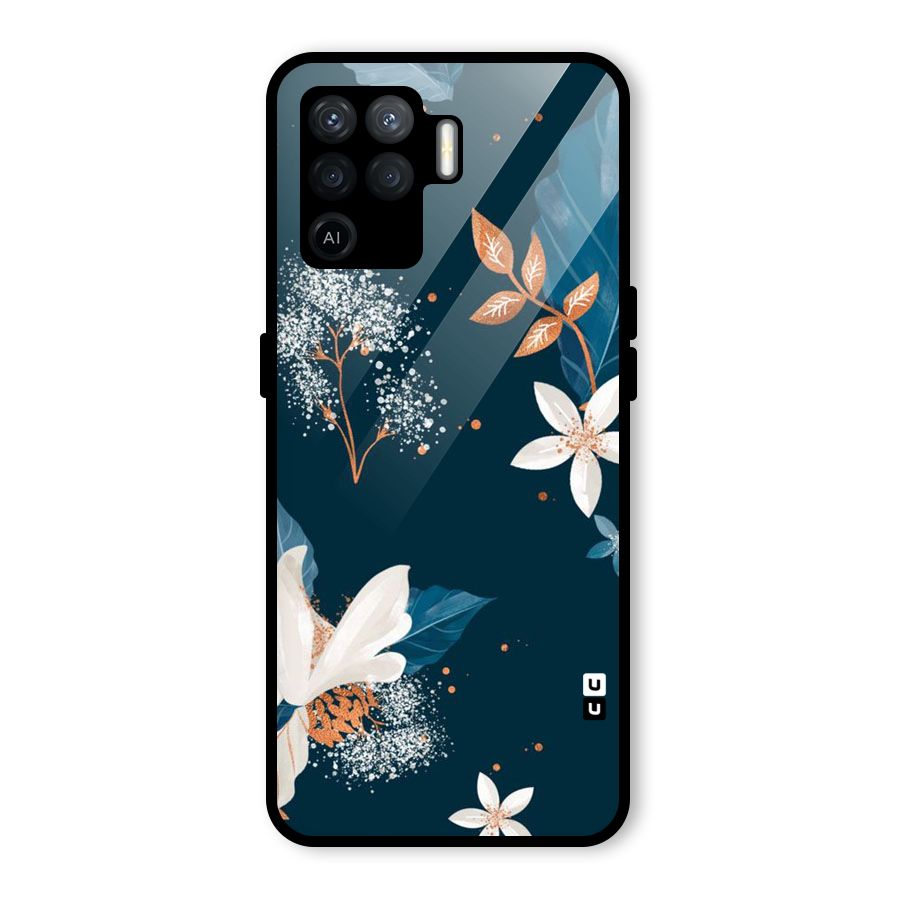 Royal Floral Glass Back Case for Oppo F19 Pro
