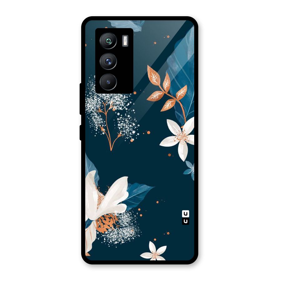 Royal Floral Glass Back Case for Vivo iQOO 9 SE