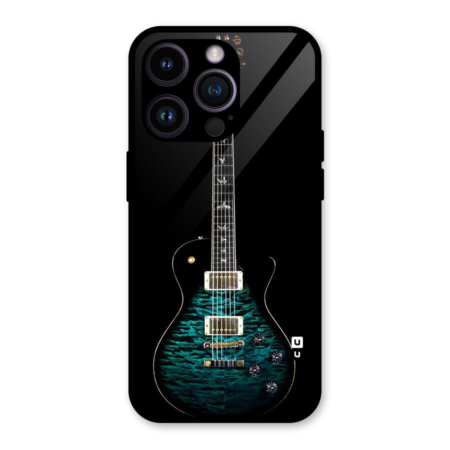 Royal Green Guitar Glass Back Case for iPhone 14 Pro