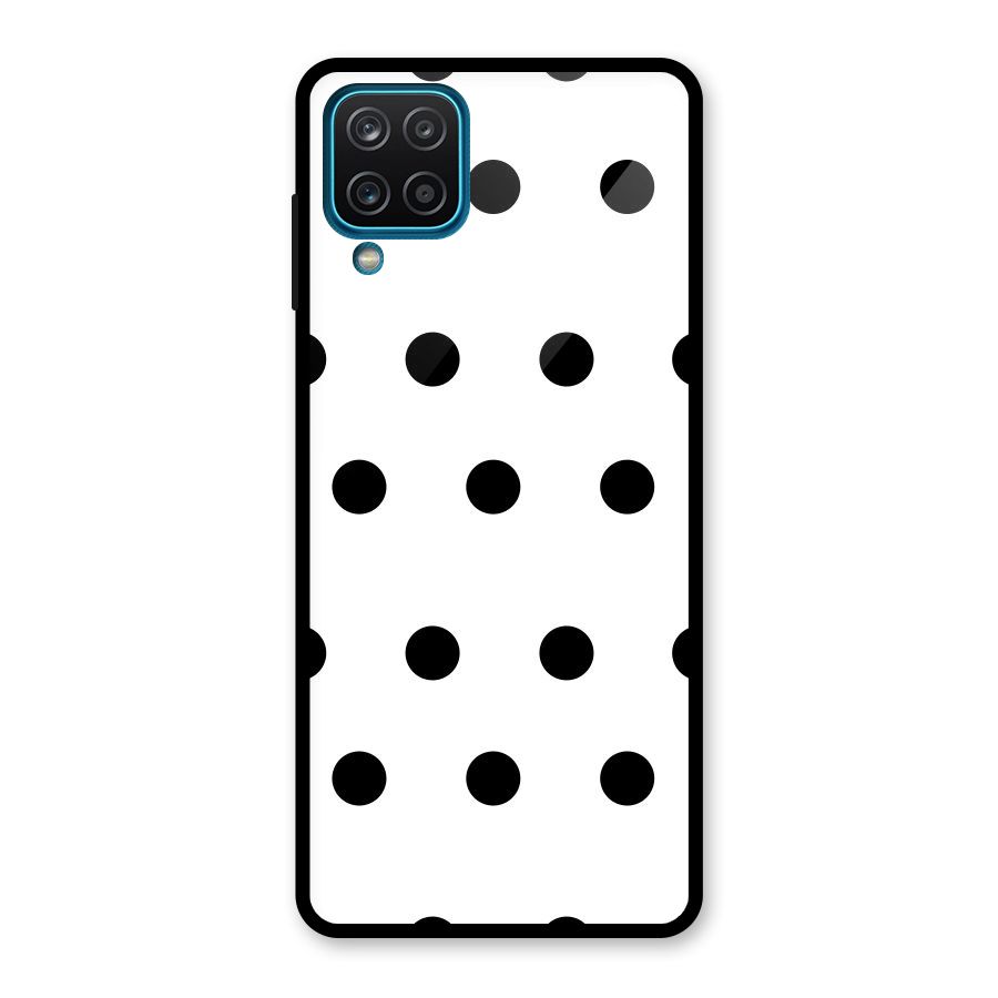 Royal Polka Dots Glass Back Case for Galaxy A12