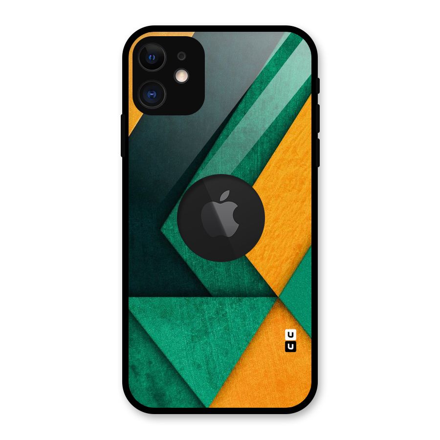 Rugged Abstract Stripes Glass Back Case for iPhone 11 Logo Cut
