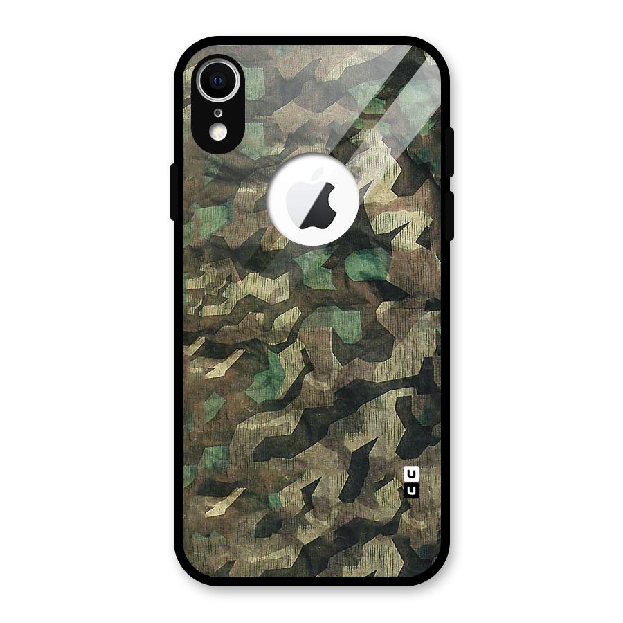 Rugged Army Glass Back Case for iPhone XR Logo Cut