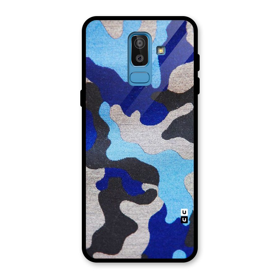 Rugged Camouflage Glass Back Case for Galaxy J8