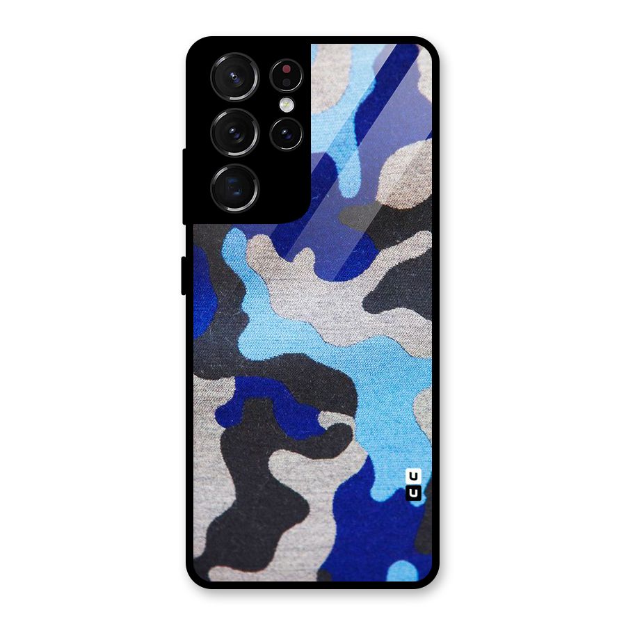 Rugged Camouflage Glass Back Case for Galaxy S21 Ultra 5G