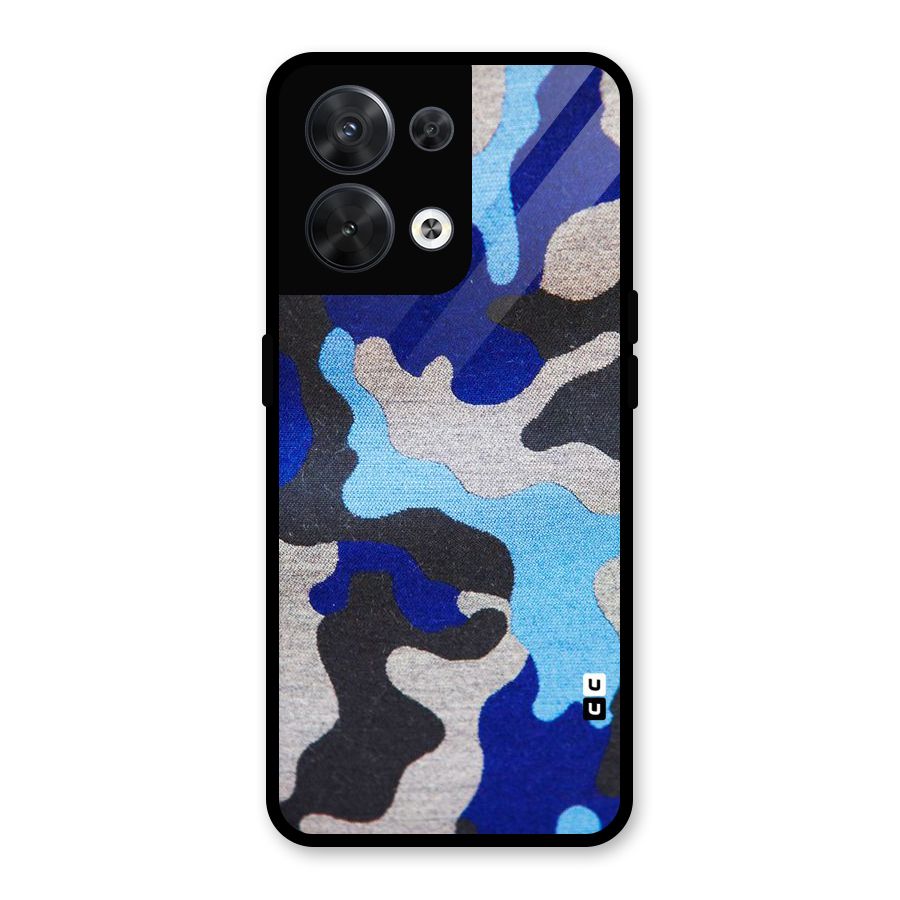 Rugged Camouflage Glass Back Case for Oppo Reno8 5G