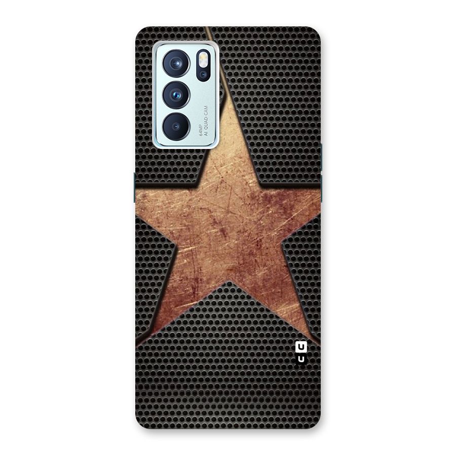 Rugged Gold Star Back Case for Oppo Reno6 Pro 5G