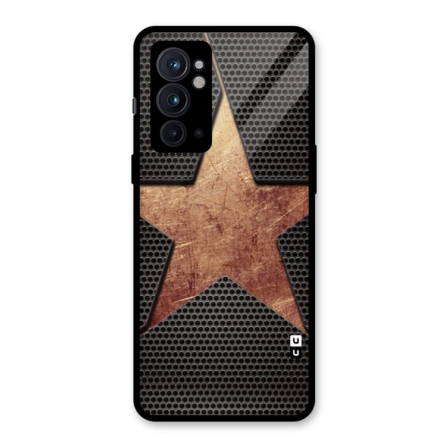 Rugged Gold Star Glass Back Case for OnePlus 9RT 5G