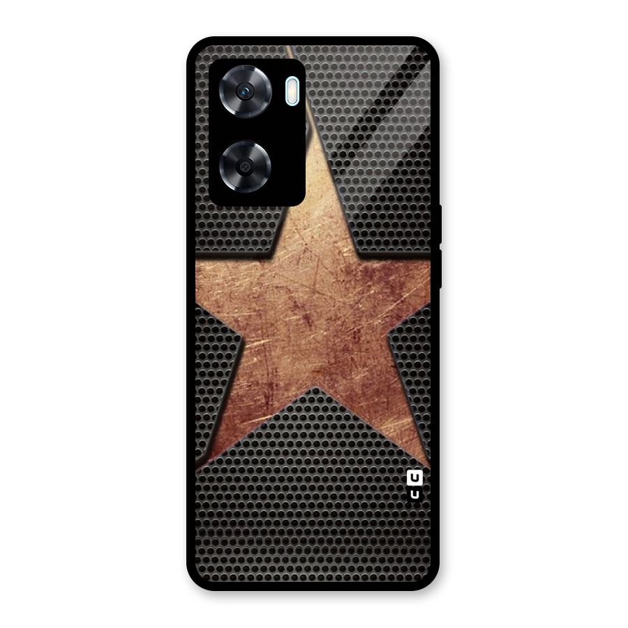 Rugged Gold Star Glass Back Case for Oppo A77