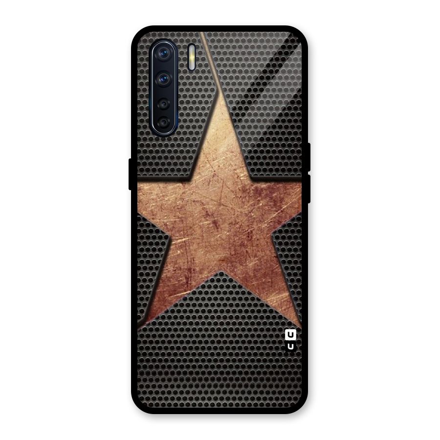 Rugged Gold Star Glass Back Case for Oppo F15
