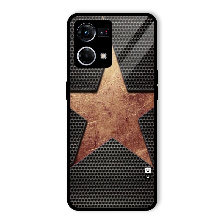 Rugged Gold Star Glass Back Case for Oppo F21s Pro 4G