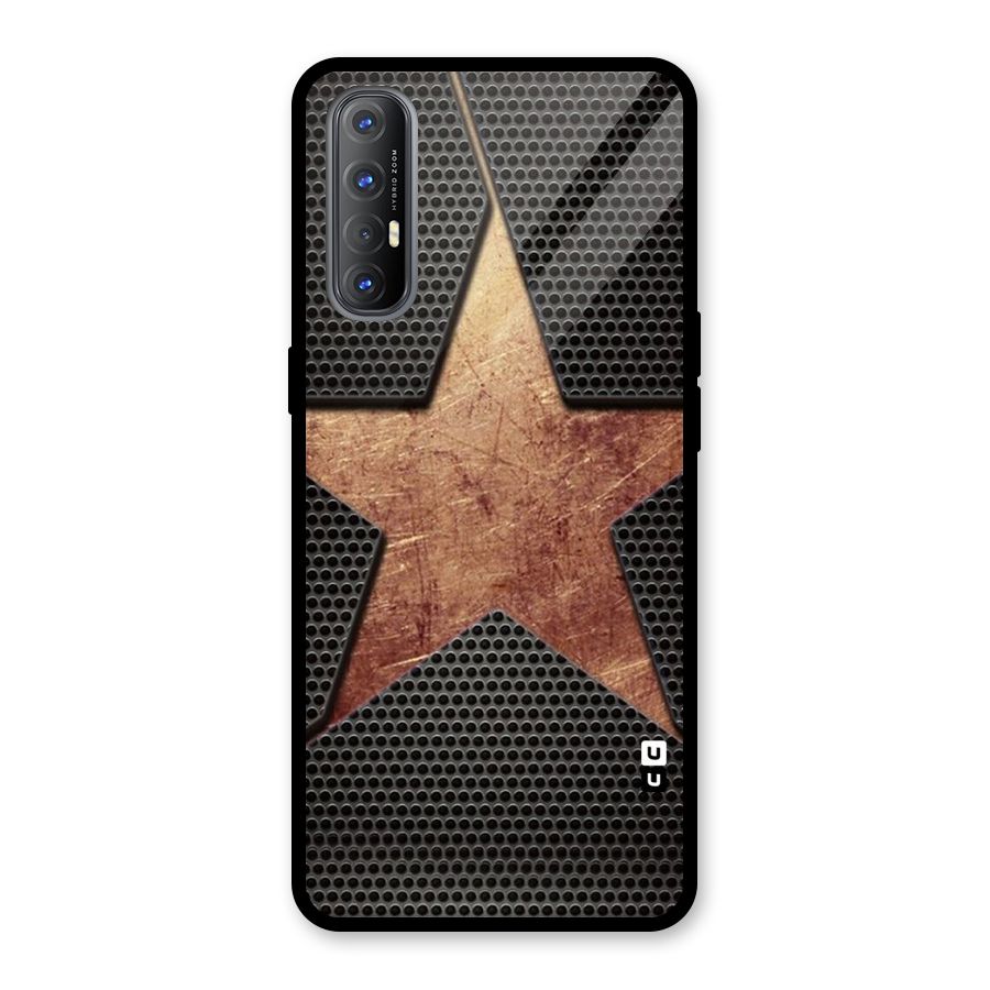 Rugged Gold Star Glass Back Case for Oppo Reno3 Pro