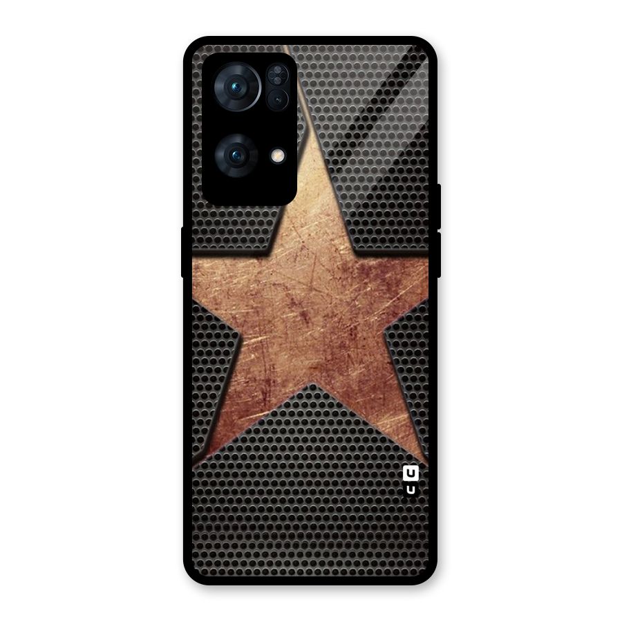 Rugged Gold Star Glass Back Case for Oppo Reno7 Pro 5G