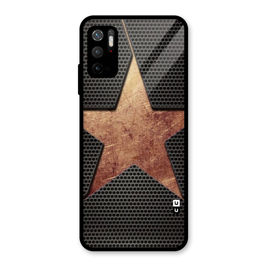 Rugged Gold Star Glass Back Case for Poco M3 Pro 5G
