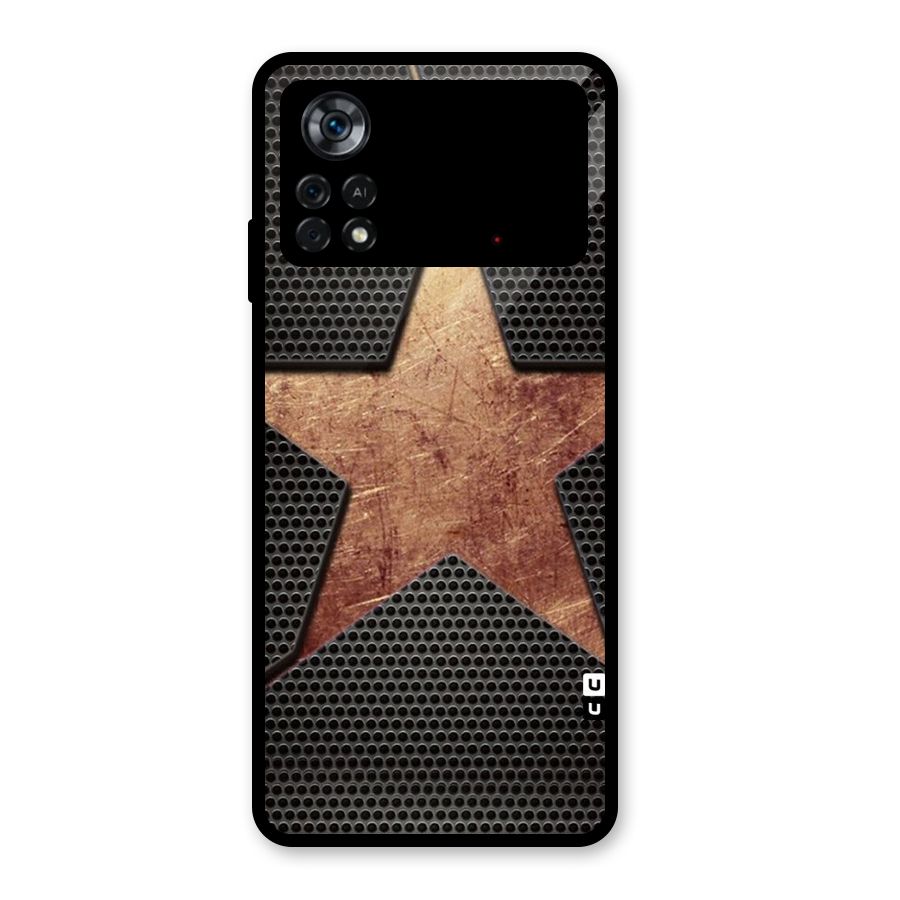 Rugged Gold Star Glass Back Case for Poco X4 Pro 5G