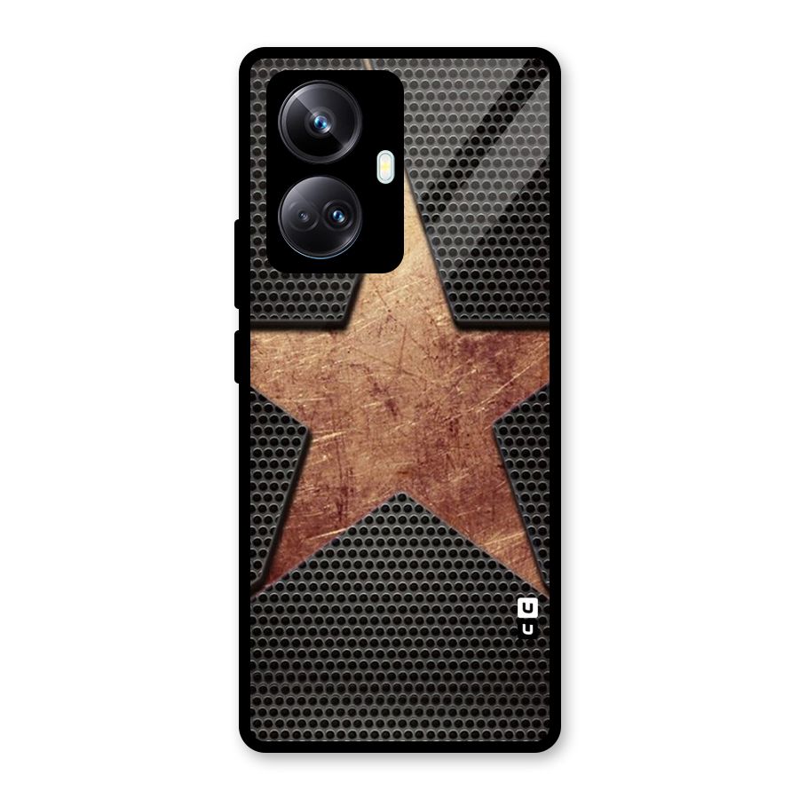 Rugged Gold Star Glass Back Case for Realme 10 Pro Plus