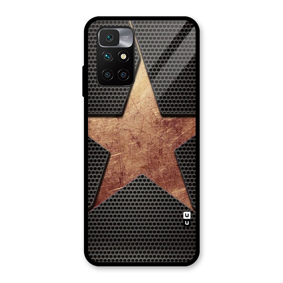 Rugged Gold Star Glass Back Case for Redmi 10 Prime