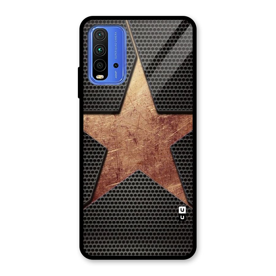 Rugged Gold Star Glass Back Case for Redmi 9 Power