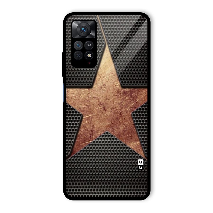 Rugged Gold Star Glass Back Case for Redmi Note 11 Pro