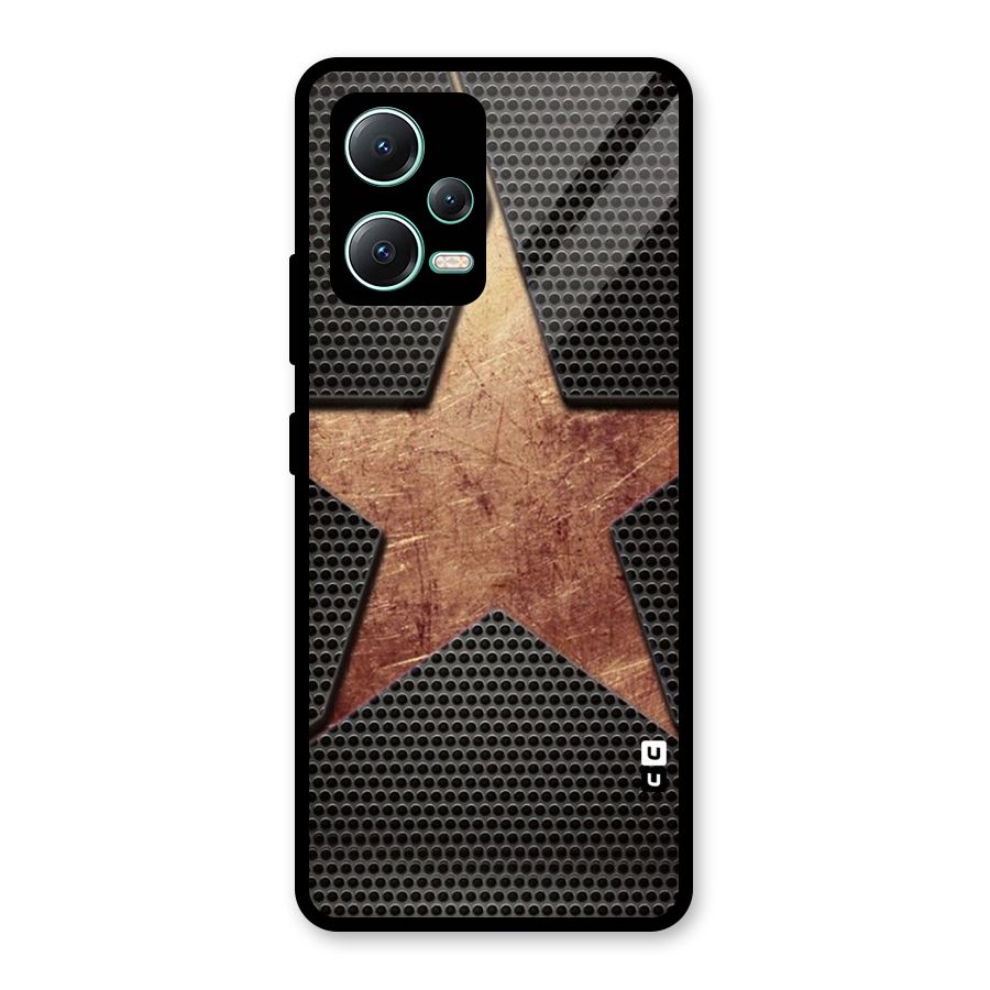 Rugged Gold Star Glass Back Case for Redmi Note 12 5G